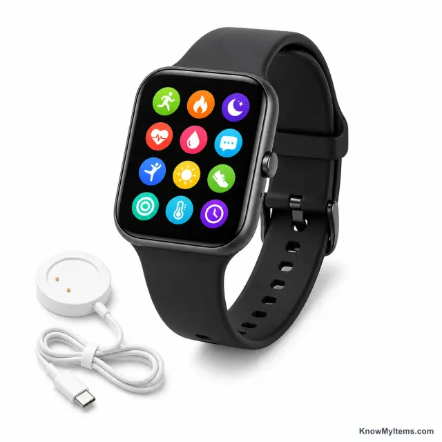 Smartwatch product photograph matching this style definition