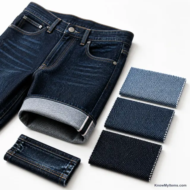 Denim product photograph matching this feature definition